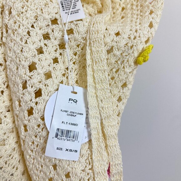 PQ SWIM Zoie Floral Appliqué Open Stitch Cover-Up Dress in Floret Size XS/S NWT - Picture 9 of 10